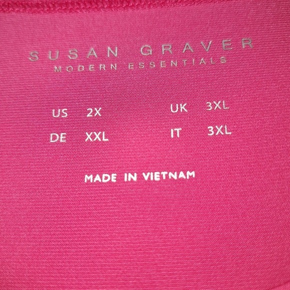 Susan Graver Shirt Womens 2X Pink Modern Essentials Liquid Knit Short Sleeve Top - Picture 3 of 9